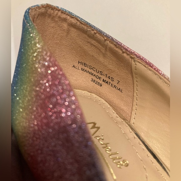 Anne Michelle Glitter Pumps Rainbow Heels Pointed Toe HIBISCUS Stilletos sz 7 - Picture 13 of 16